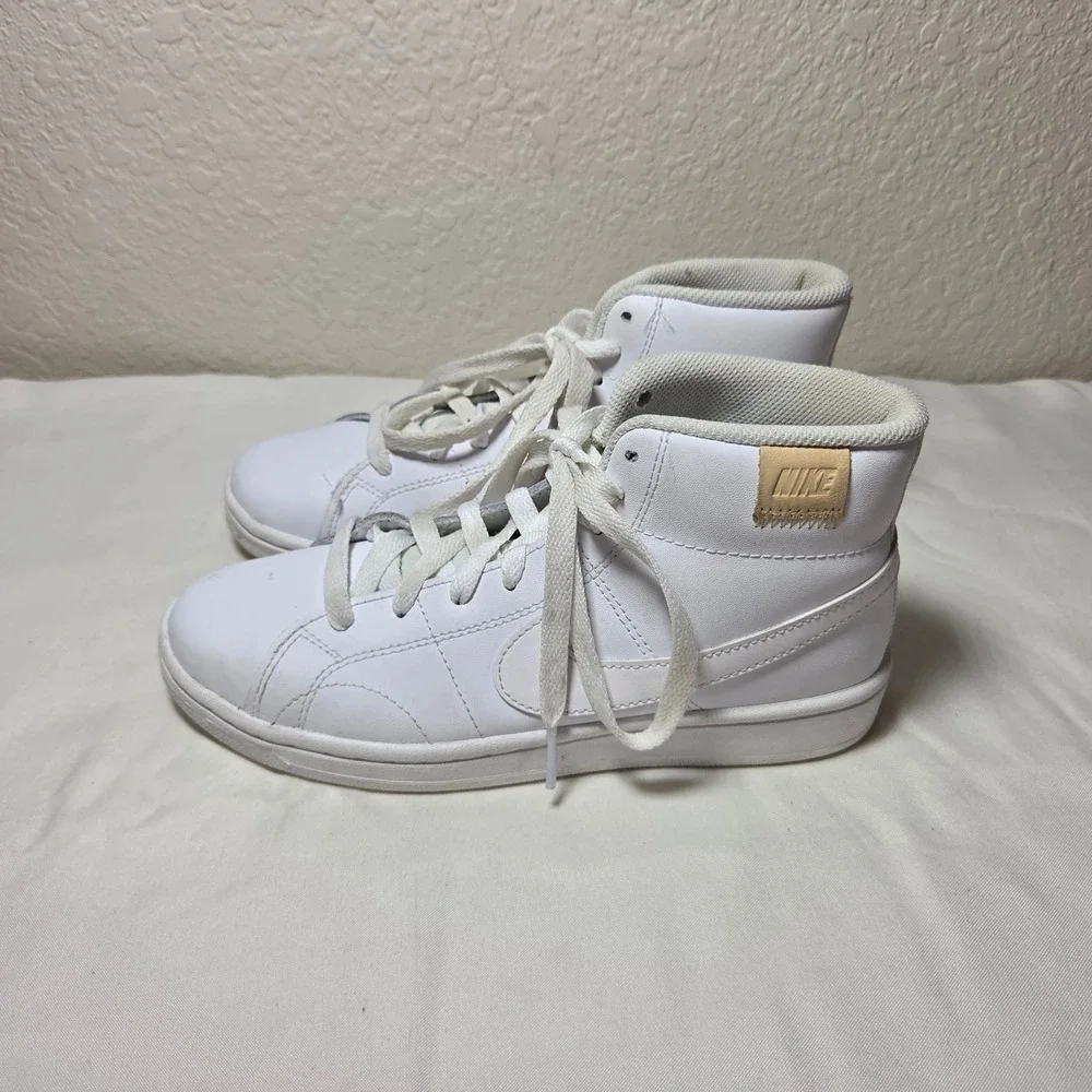 Nike Court Royale 2 Mid White Tan Leather Patch Sneakers CT1725-101 Mens 6.5